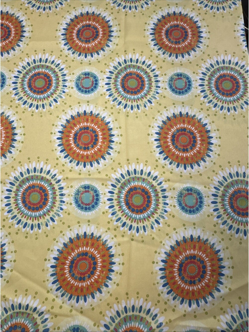 Fiesta Bright Large Rectangle Tablecloth Fabric 120” X 60” Yellow Orange Boho
